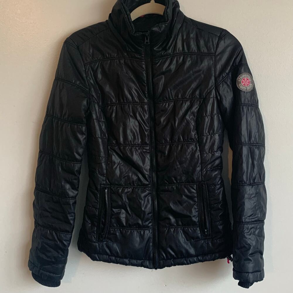 Aeropostale XS Black Puffer Jacket Quilted Zip Front